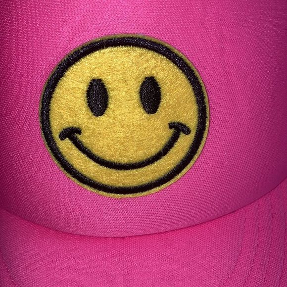 Unisex Adjustable Hot Pink Happy Face Trucker Hat by Cobra Hats - Picture 5 of 9